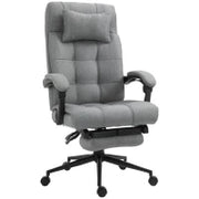 Sedia da Ufficio Ergonomica Reclinabile, Sedia Direzionale con Schiena Alta, Poltrona Ufficio con Poggiatesta e Poggiapiedi Estraibile, 66x76x112-120cm, Grigio