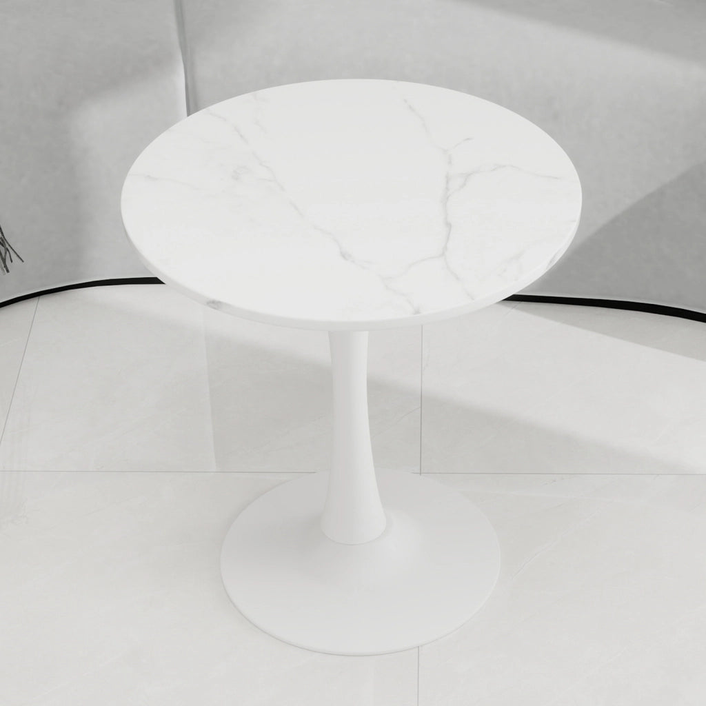TAVOLINO rotondo moderno in marmo artificiale bianco