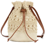 Borsa a tracolla per ragazze con tessuto a maglia, colore beige