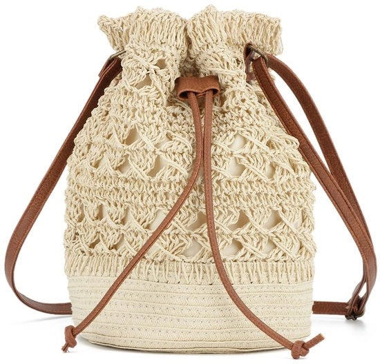 Borsa a tracolla per ragazze con tessuto a maglia, colore beige