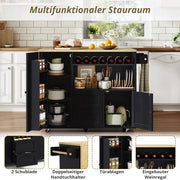 CARRELLO ISOLA CUCINA 104x45(69)x89 cm in MDF Natural/Black, piano ribaltabile