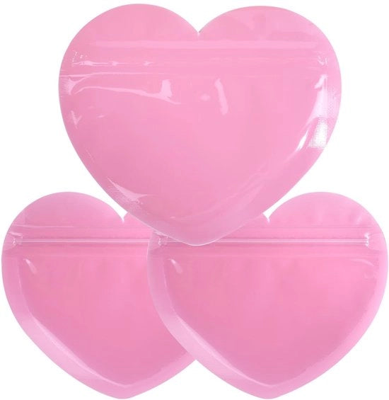 Sacchetto di conservazione 100 pezzi - Forma cuore - Chiusura ermetica - Translucido - Impermeabile - Materiale in plastica resistente - Sacchetti di conservazione