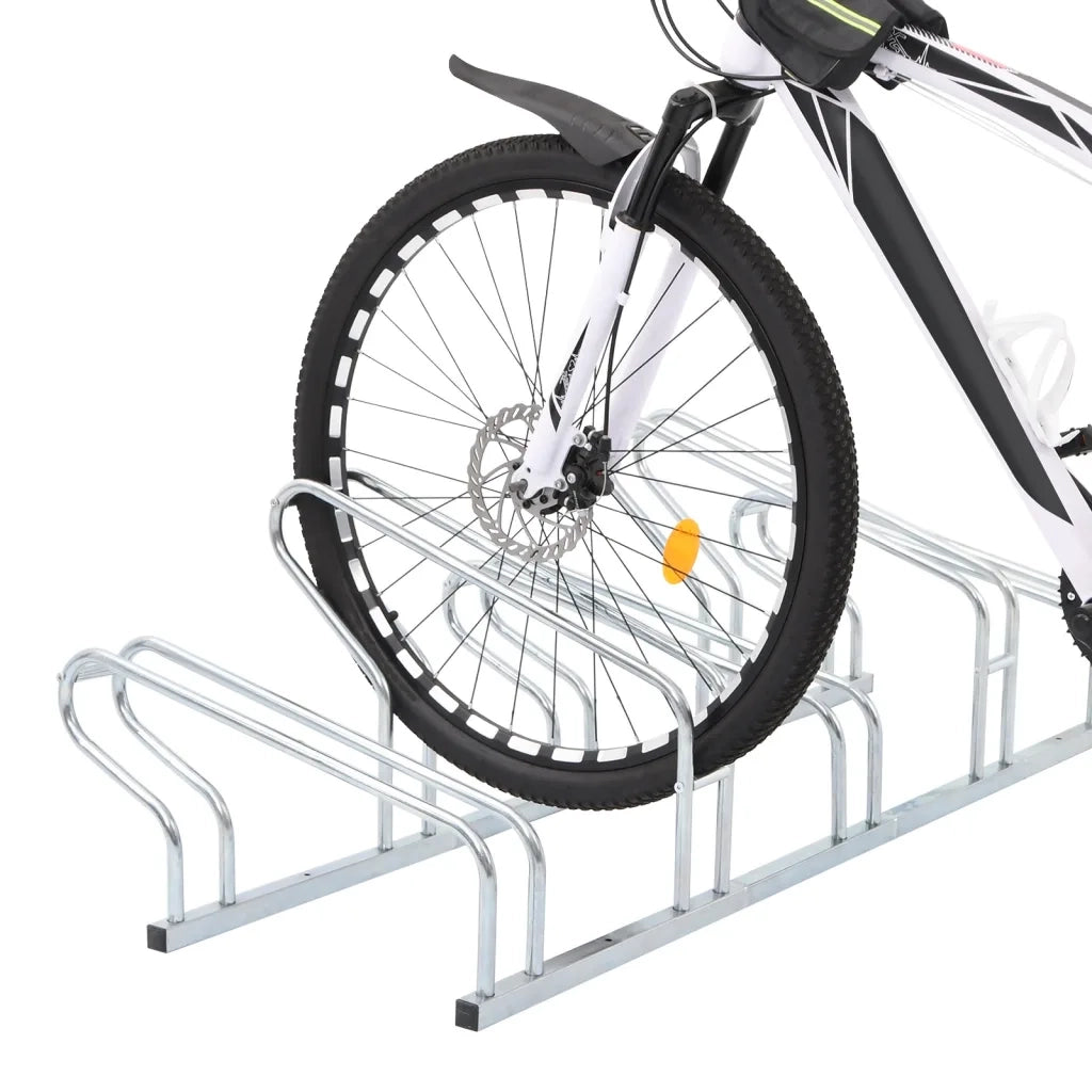 vidaXL Supporto per 5 Bici da Pavimento Autoportante Acciaio Zincato