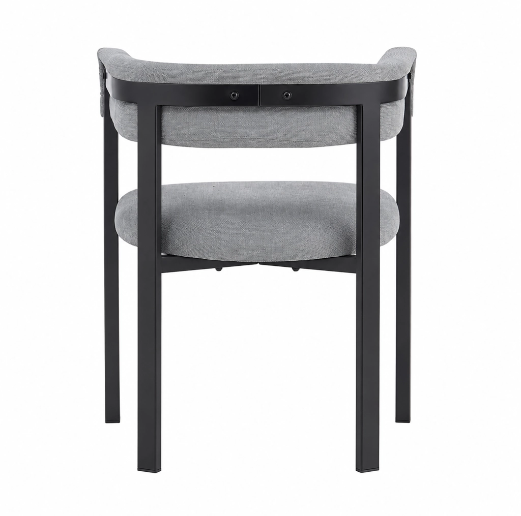 Set di 6 sedie da pranzo moderne in chenille grigio con schienale avvolgente