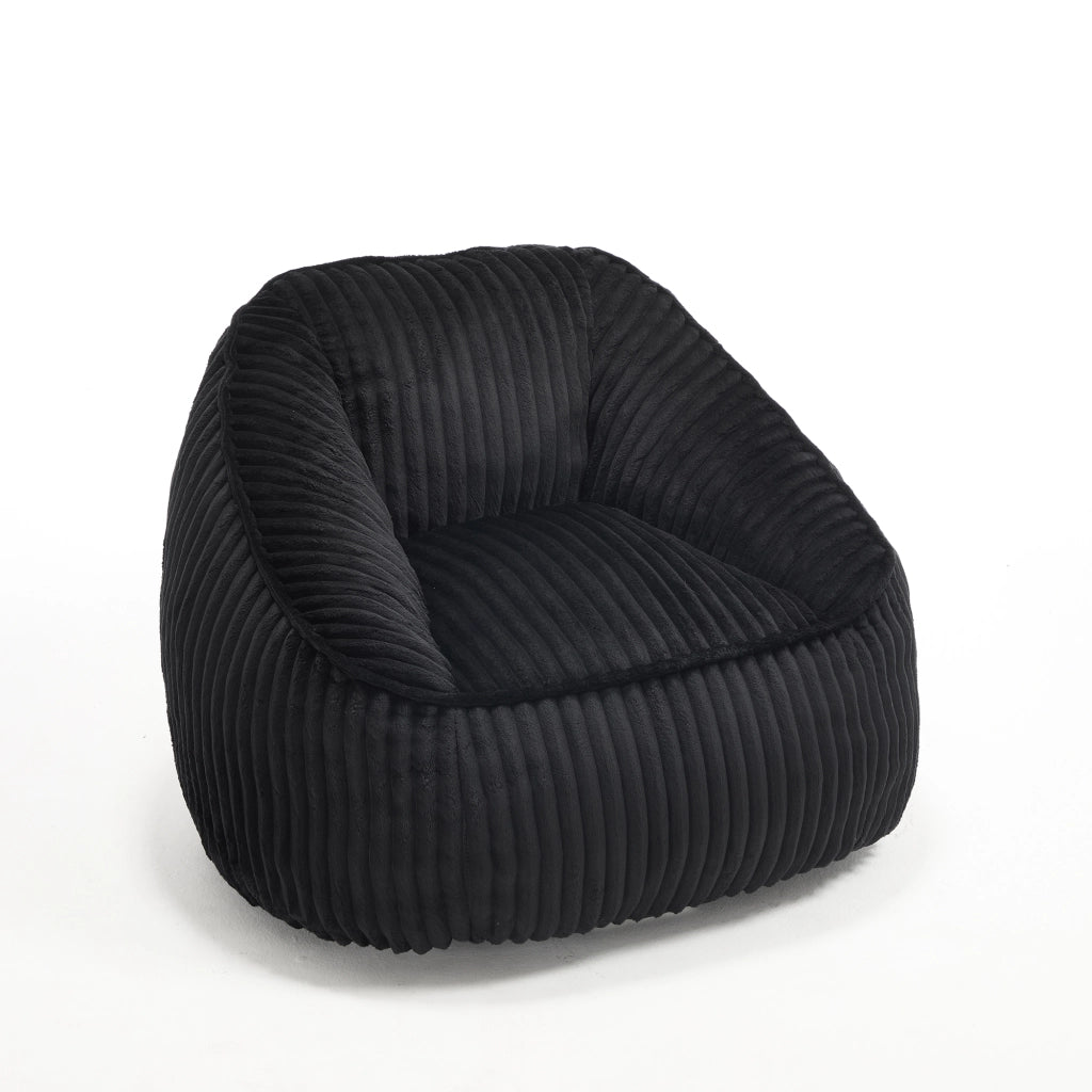 Pouf sacco 46x43x29 cm imbottito in velluto a coste nero