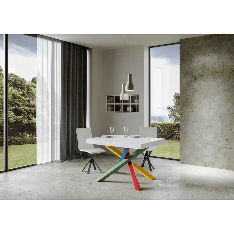 Tavolo allungabile 90x130/234 cm Volantis telaio Multicolor - Bianco Frassino