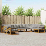 Set di divani da esterno 9 pcs Grigio Naturale e Chiaro