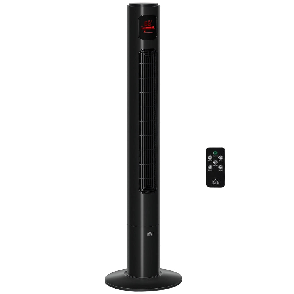 Ventilatore a colonna con oscillazione 70¡ã, timer 12h, pannello LED, telecomando, 45W ¨C zephmum ¨C nero
