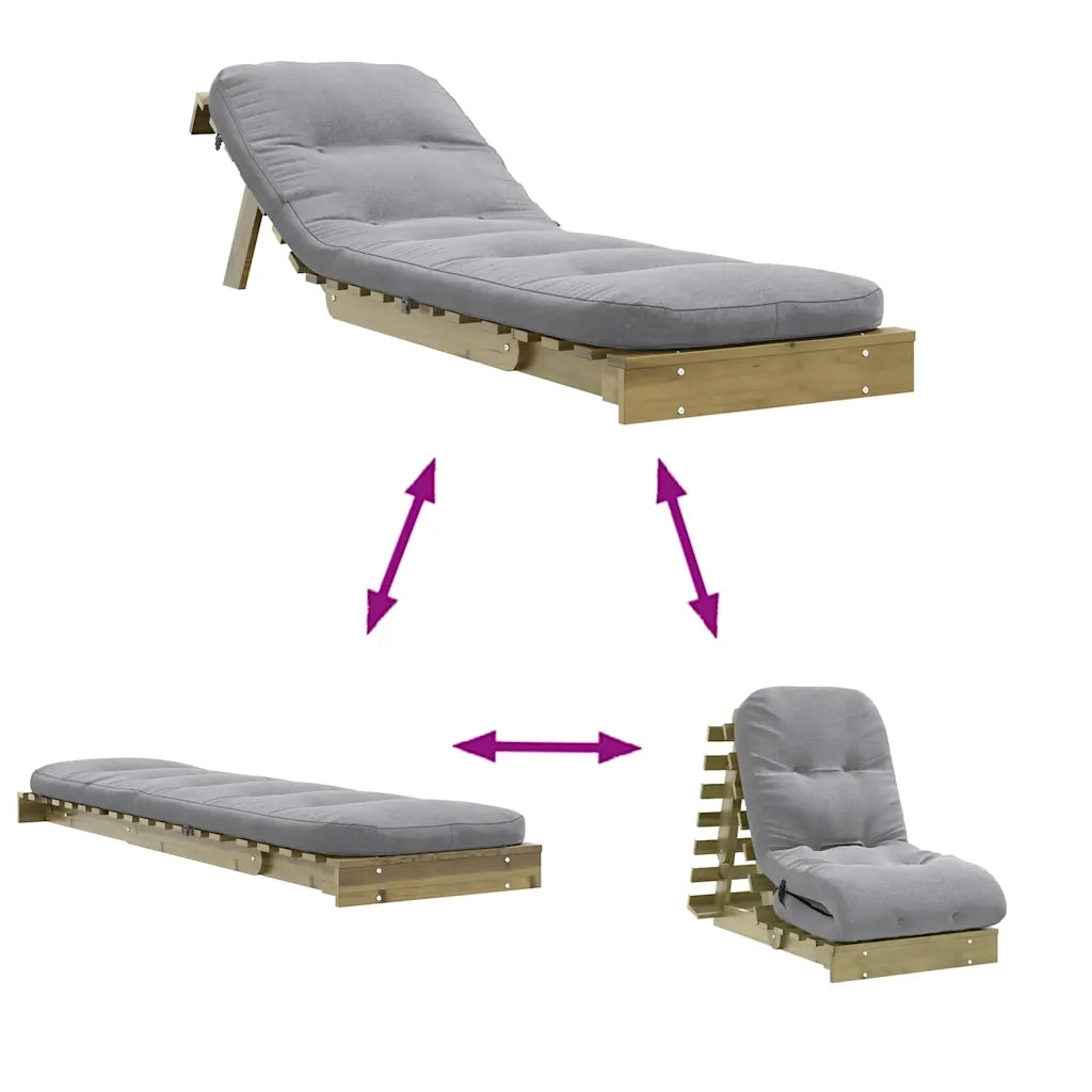 Divano letto | Sof¨¤ letto | Letto singolo Futon con Materasso 60x206x11cm Pino Impregnato
