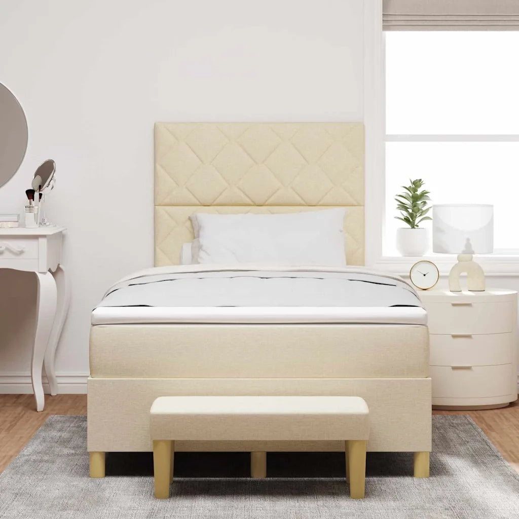 Letto a molle con materasso Crema 120 x 200 cm Tessuto