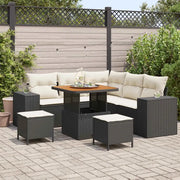 Set Divano da Giardino con cuscino 8 pcs Nero polyrattan