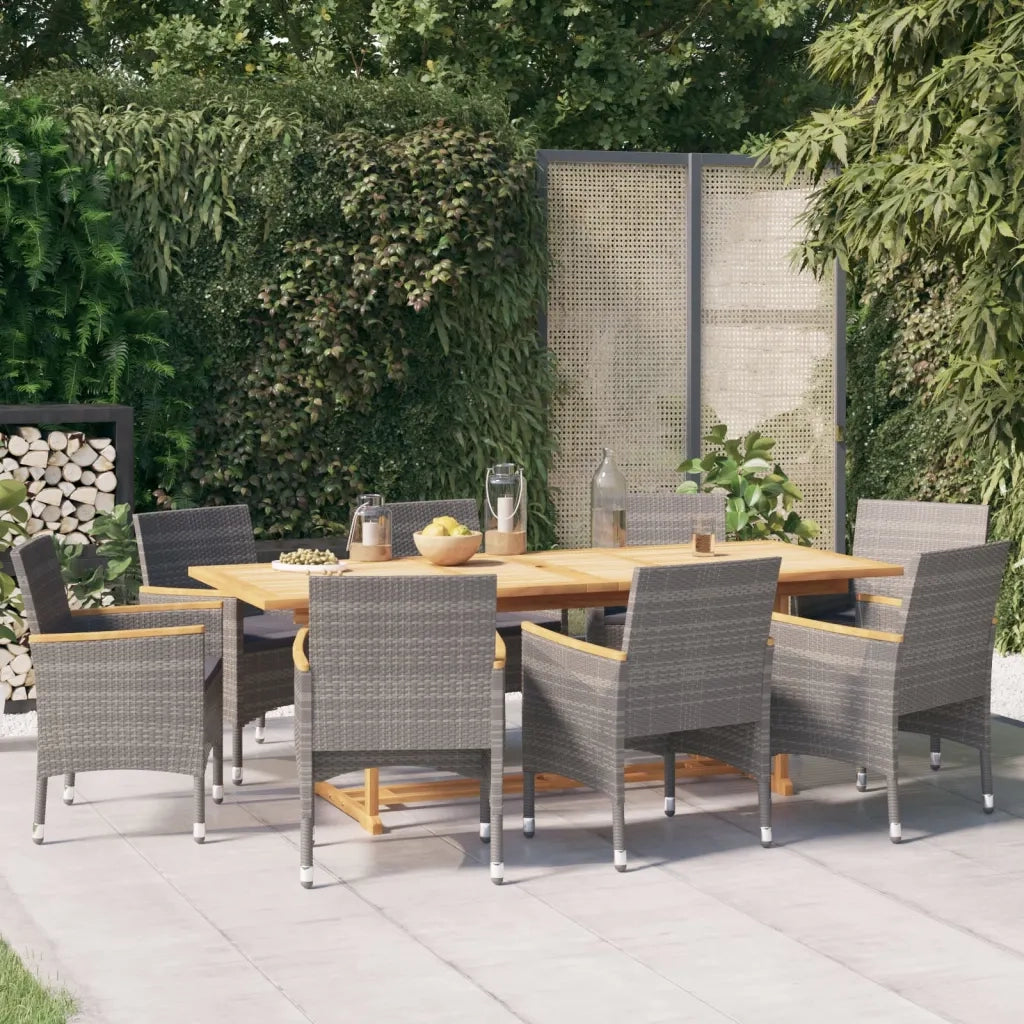 Set da Pranzo per Giardino 9 pz con Cuscini Grigio cod mxl 35205