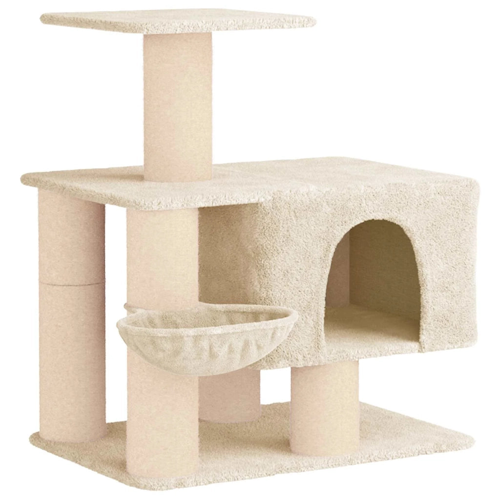 Albero per gatti con pali per graffiare in sisal Crema 96 cm 42033057