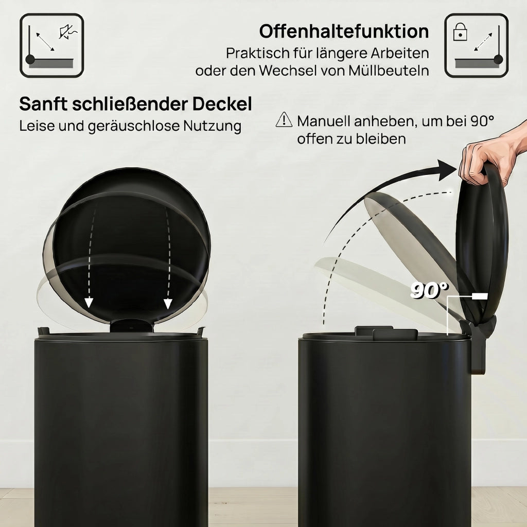 Cestino 30L Pedale ¨C Zephmum ¨C 36x30x63,5 cm, Nero