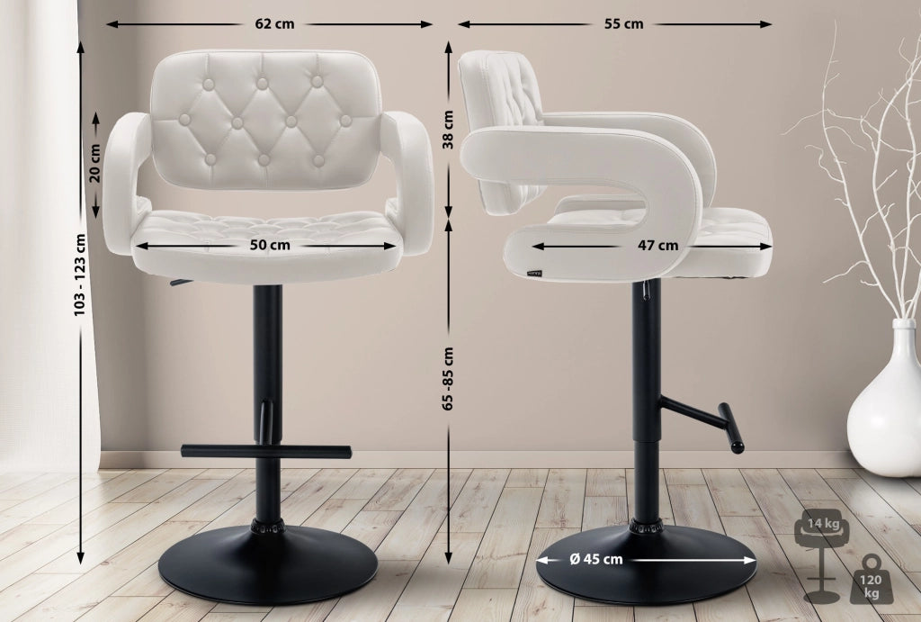 Sgabello Dublin in similpelle bianco,nero