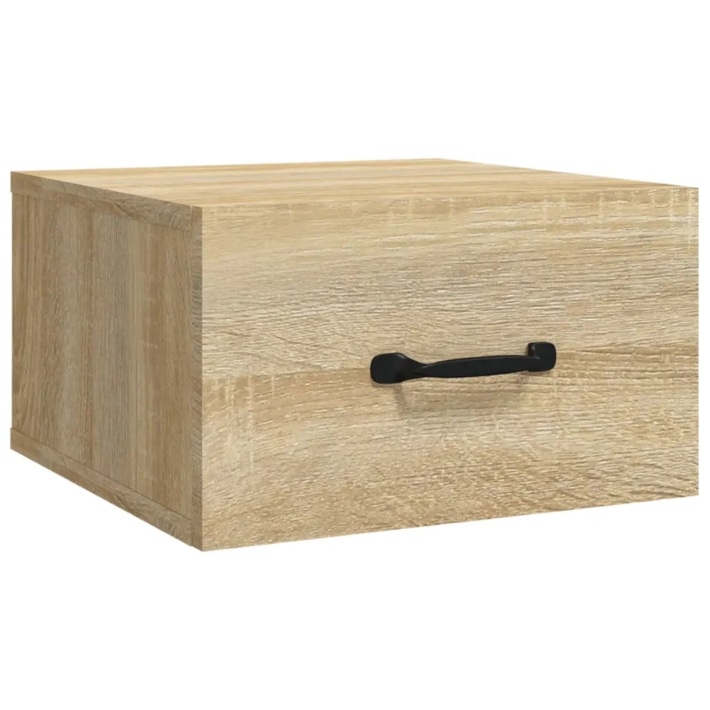 Comodino a Muro-Tavolino da notte sospeso Rovere Sonoma 35x35x20 cm 179774