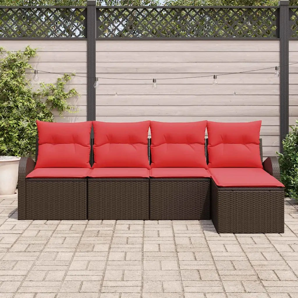 Set Divano da Giardino 5 pcs Marrone polyrattan 3346004