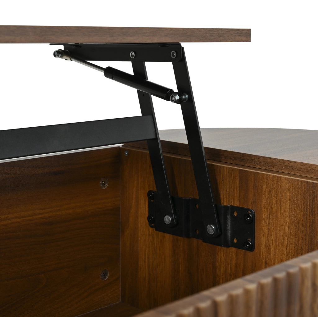 Tavolino da caffè 100x48x53.5 cm con piano sollevabile e contenitore in MDF noce