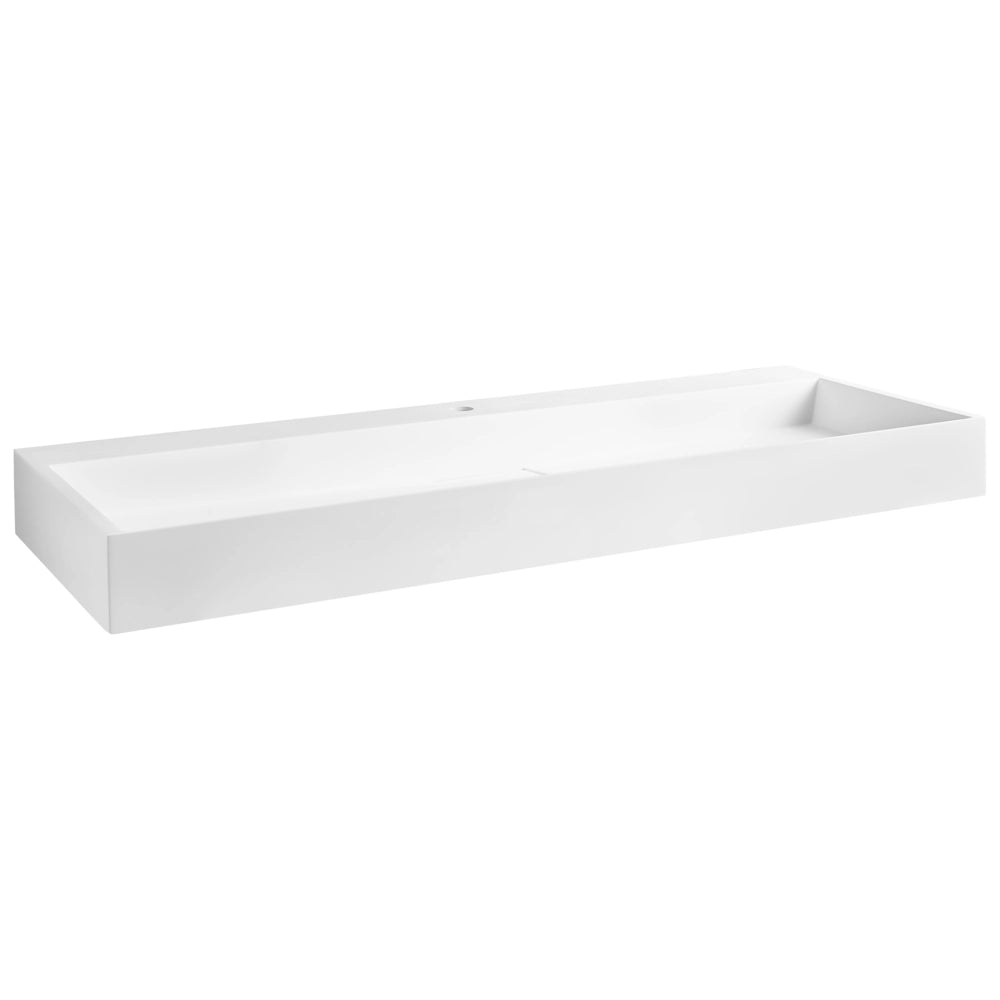 Lavabo bagno classico rettangolare in ceramica finitura lucida 120 x 46 cm Bianco Lavello da bagno rettangolare