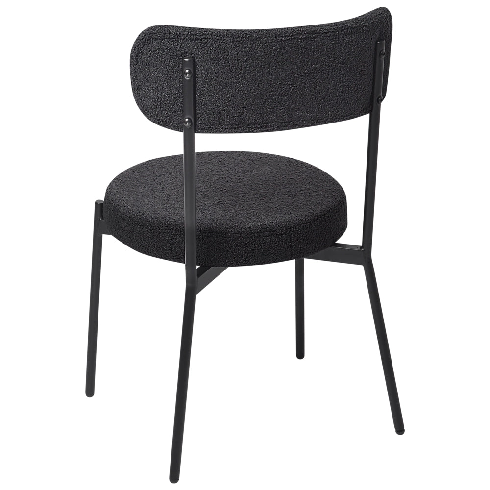 Set di 2 sedie per sala da pranzo Boucle nero Gambe in acciaio nero Sedute per sala da pranzo di design moderno