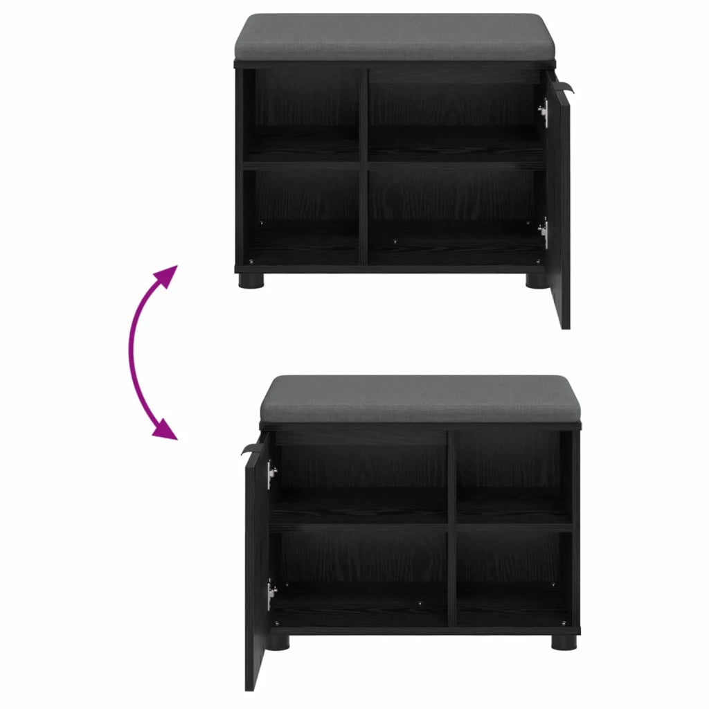 Panca per ingresso con cuscino-Sgabello-Panca da Corridoio Rovere Nero 60 x 38 x 46 cm 331765