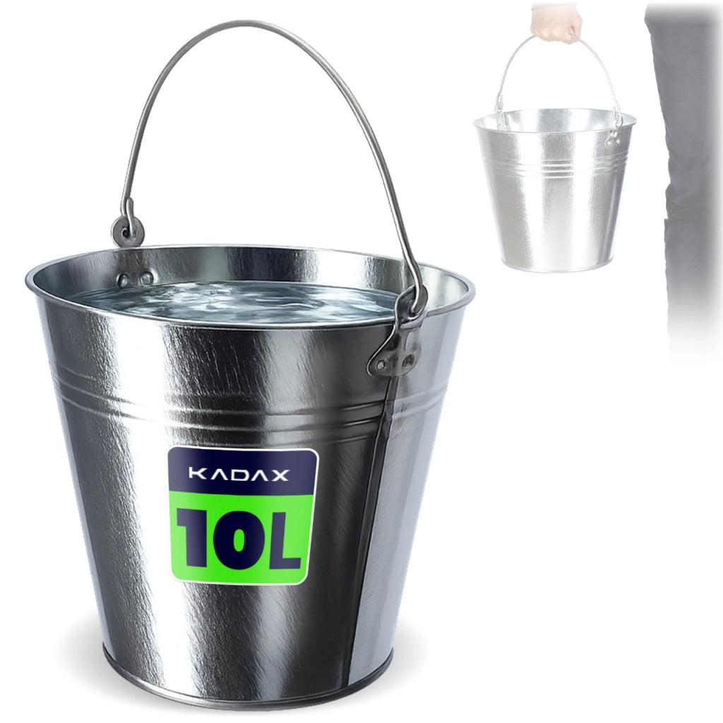 Secchio in metallo KADAX da 10 litri, zincato, per uso domestico, con manico, universale.