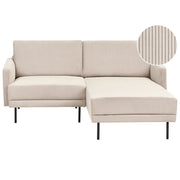 Divano imbottito angolare sinistro 2 posti con gambe in metallo beige Schienale imbottito stile moderno e minimalista