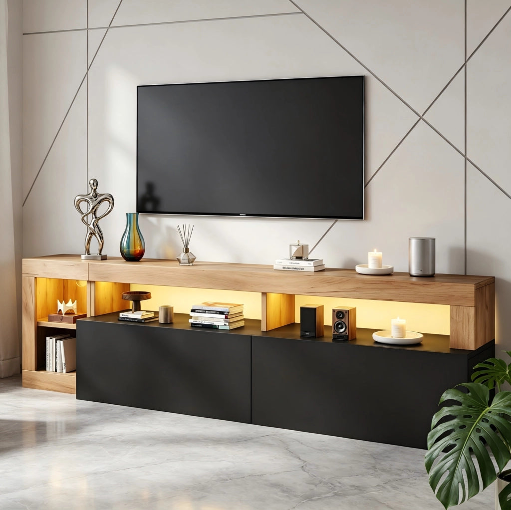 Mobile TV moderno con illuminazione a LED e vani contenitivi