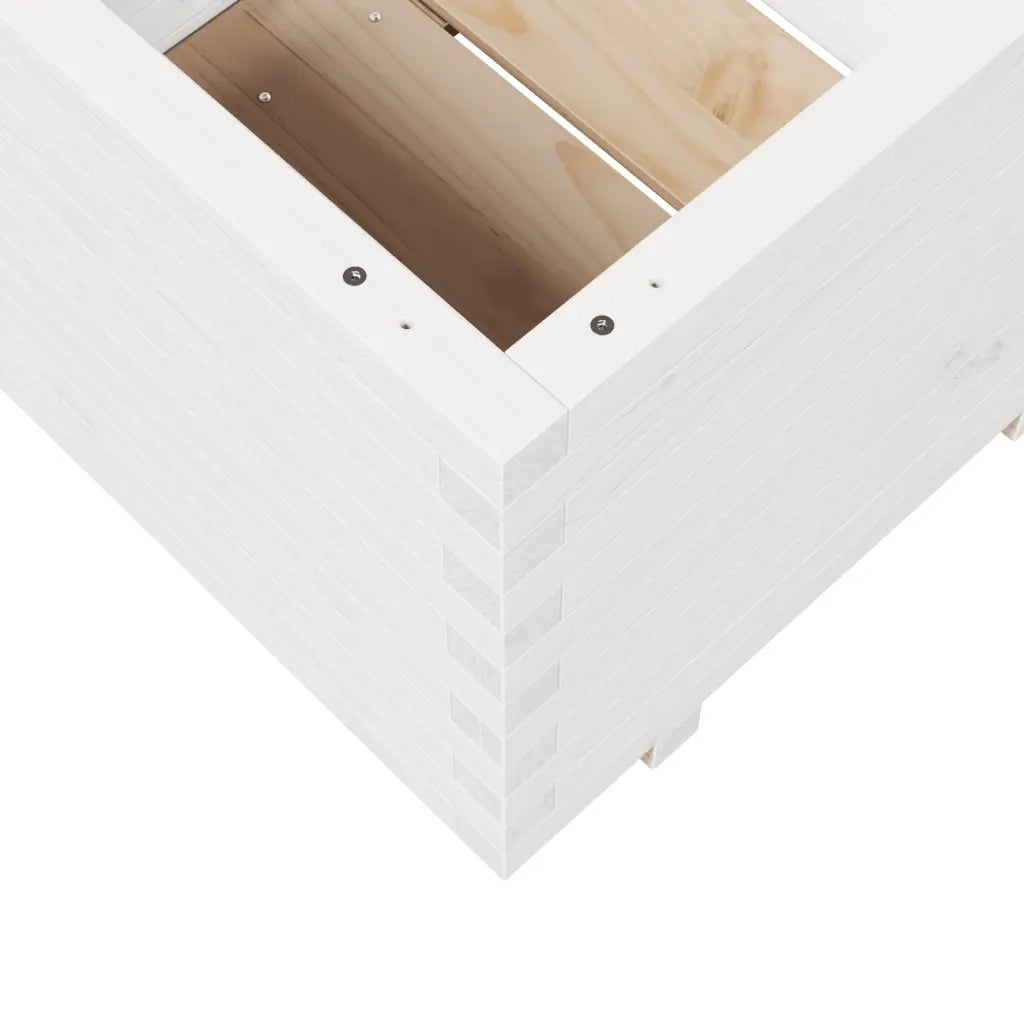 Fioriera da Giardino Bianca 60x60x49,5cm Legno Massello di Pino 847359