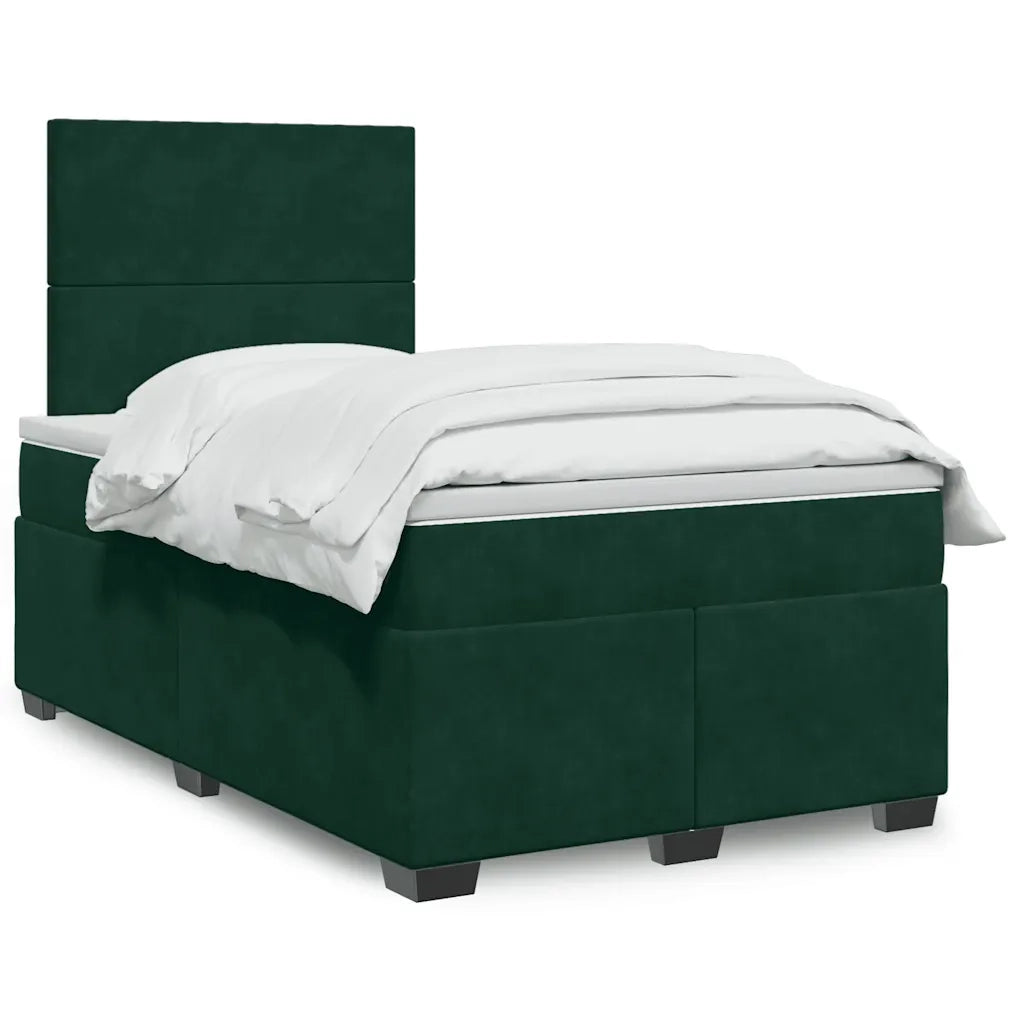 Giroletto a Molle con Materasso Verde Scuro 120x190 cm Velluto