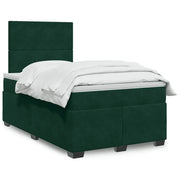 Giroletto a Molle con Materasso Verde Scuro 120x190 cm Velluto