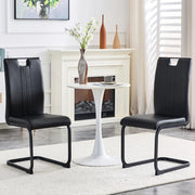 Sedia da Pranzo con Schienale Ergonomico e Piedini Antiscivolo, in PU, Nero