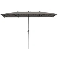 Ombrellone Doppio da Giardino 4.5x2.6 m, Apertura a Manovella e 12 Stecche, Grigio