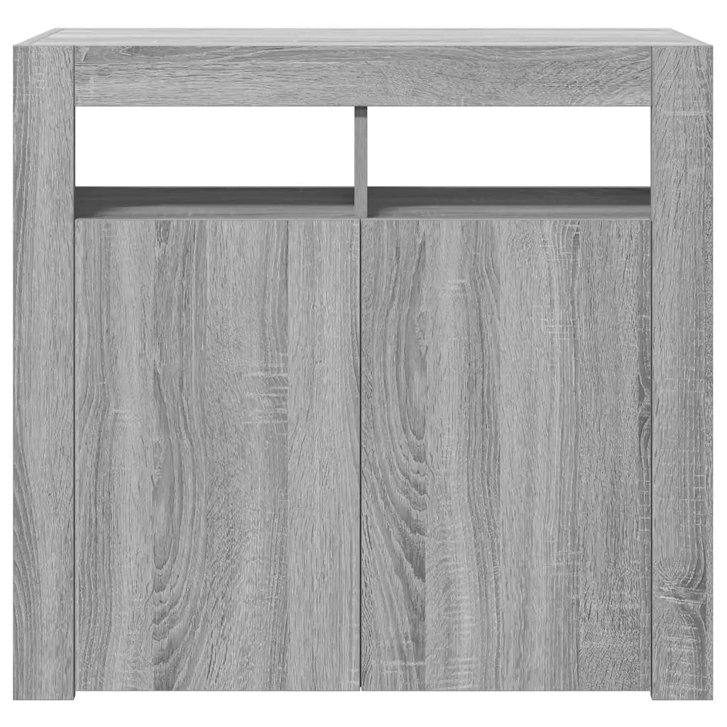 Credenza | Madia | Buffet da pranzo | Armadio da pranzo con Luci LED Grigio Sonoma 80x35x75 cm