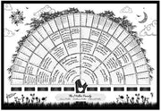 Tavola genealogica 6 generazioni - Grafico da riempire per la famiglia - Poster genealogico bianco - Decorazione personalizzata per la parete - Materiale di alta qualità in tela