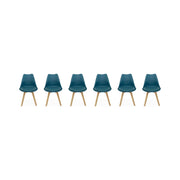 Set 6 sedie scandinave imbottite, gambe in legno per sala da pranzo,