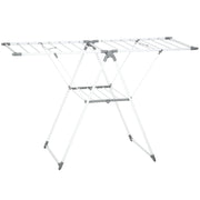Stendibiancheria a 2 Livelli 156,5x61,5x97 cm Regolabile su 4 Altezze in Metallo e Plastica Bianco
