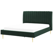 Letto imbottito velluto verde smeraldo e oro rete a doghe testiera alta 180 x 200 cm testata alta design retrò