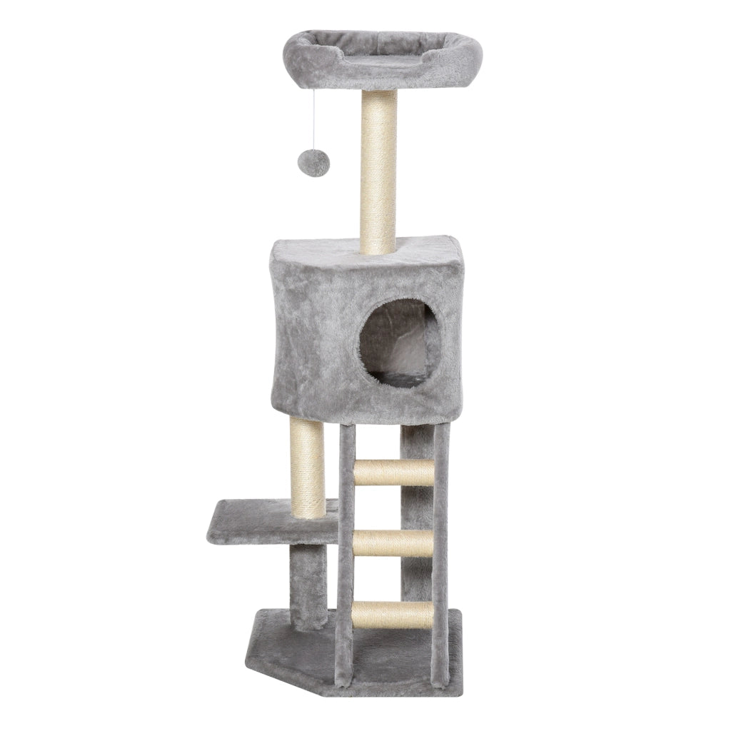 Albero tiragraffi per gatti con palla e piattaforme ¨C Zephmum ¨C Grigio chiaro 120 cm