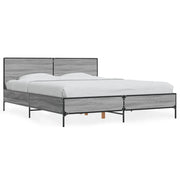 Letto matrimoniale | Letto per adulti | Giroletto Grigio Sonoma 160x200 cm in Legno Multistrato Metallo