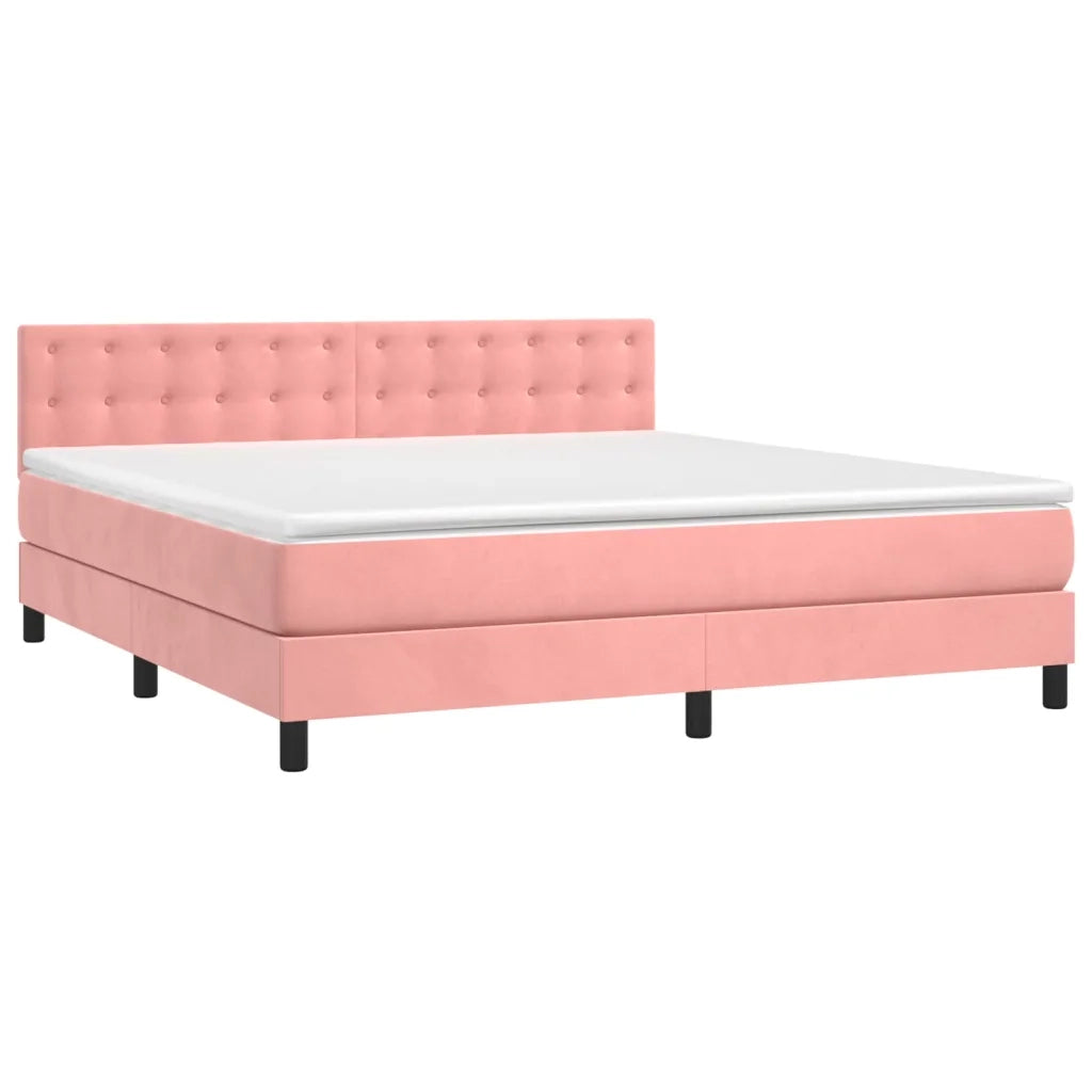 Letto a Molle con Materasso e LED Rosa 160x200 cm in Velluto 3134656