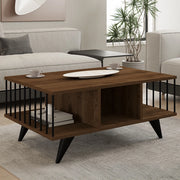 Dogliani, Tavolino da Salotto con Piedini, 90x60x40h cm Marrone Noce