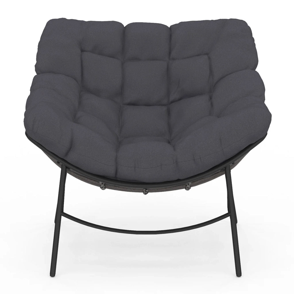 IDMarket - LOA reclinabile da giardino con effetto rattan grigio e cuscino grigio