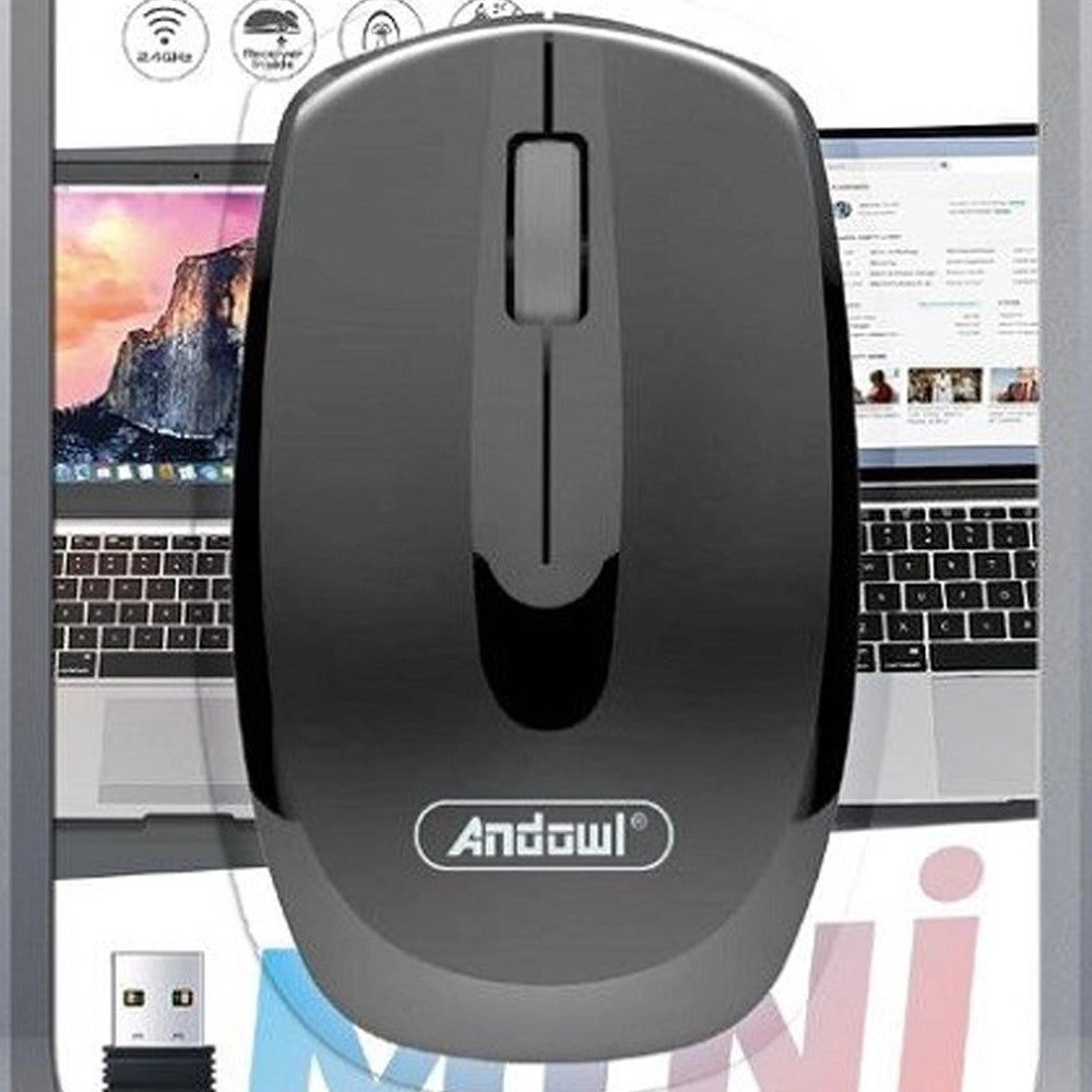 Trade Shop - Mouse Usb Ottico Raggio Fino A 10m Wifi Wireless 2.4ghz 1000 Dpi Per Pc Qm71 -