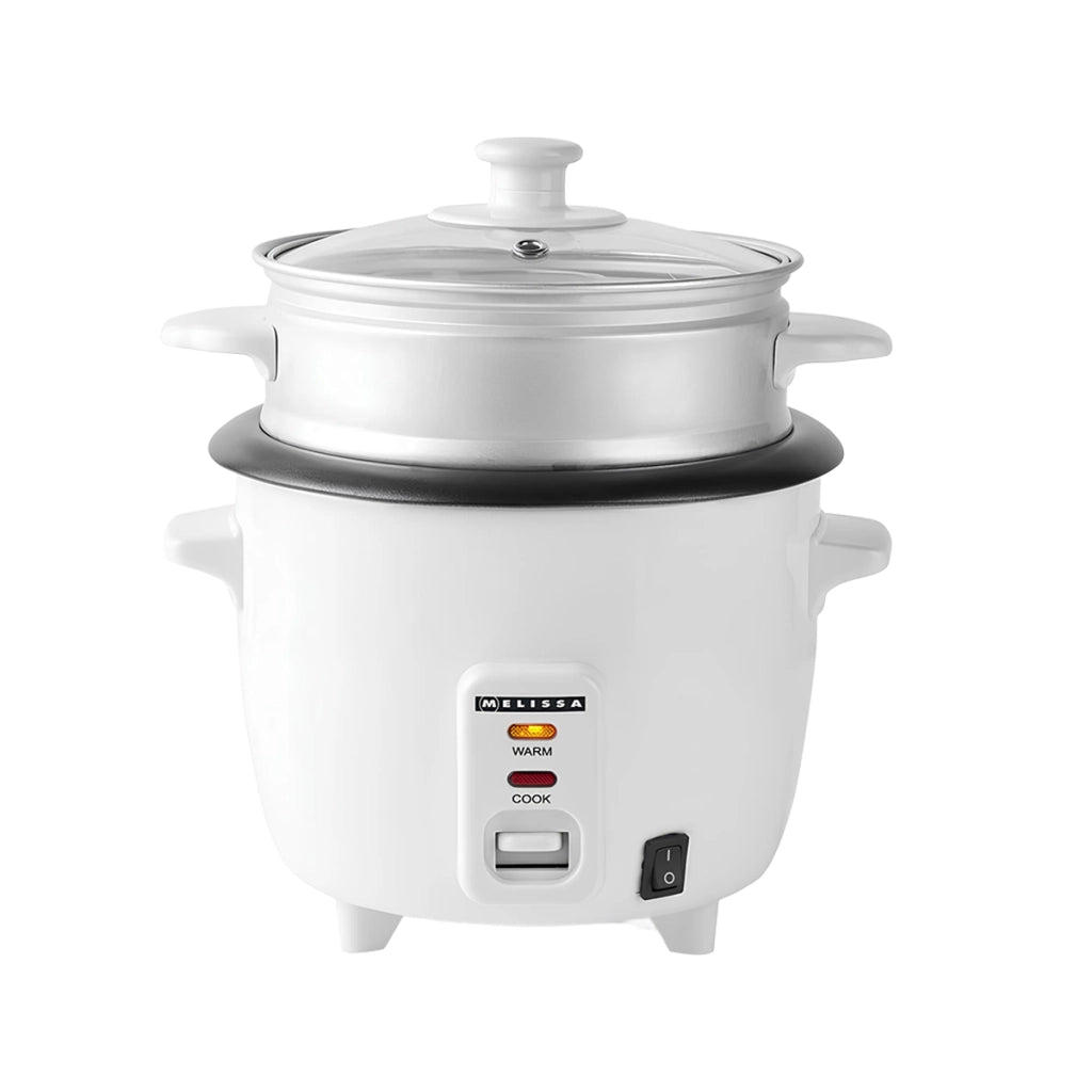 Cuociriso 0.6 L 300W Rivestimento Antiaderente con Cestello per la Cottura a Vapore Bianco MELISSA