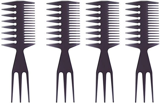 Kam per Capelli Professionale Bicolor - Uitdunningskam - Kapperskam - Plastica - 4 Pezzi - Progetto Sostenibile