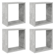 4 pz Mensole Parete | Mensola sospesa a Cubo Grigio Cemento 30x15x30 cm