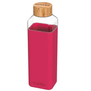 Bottiglia Quadrata 700 ml con Tappo a Vite in Bambù Rosa Quokka