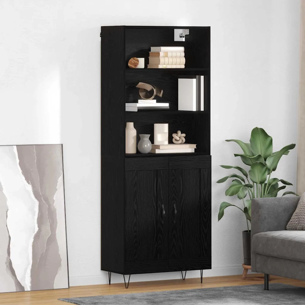 Credenza con cassetto 2 pcs Rovere Nero Legno multistrato 3416273