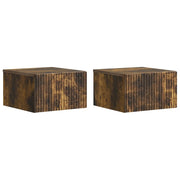 Mobiletto da notte a muro 2 pcs Rovere Fumo 33 x 34,5 x 20 cm